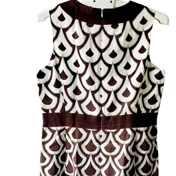 Talbots geometric print brown sleeveless women's dress. size 14 - Picture 8 of 9